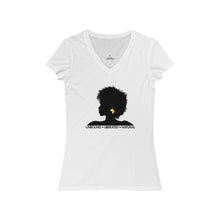 Load image into Gallery viewer, Natural Hair V-Neck T-shirt (white/pink)